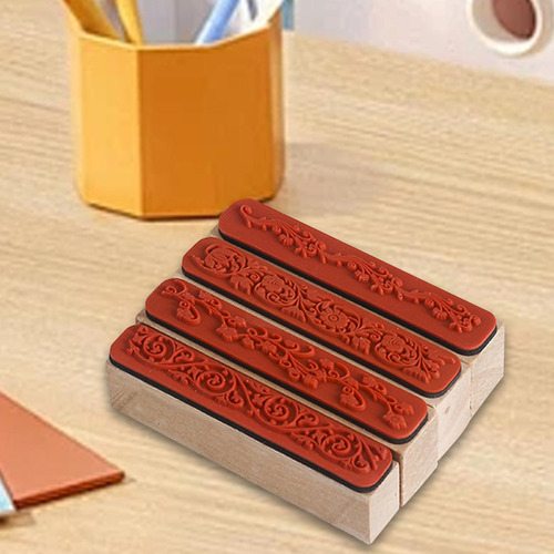 4 Sellos De Patrones, Sellos De Madera, Sellos Decorativos