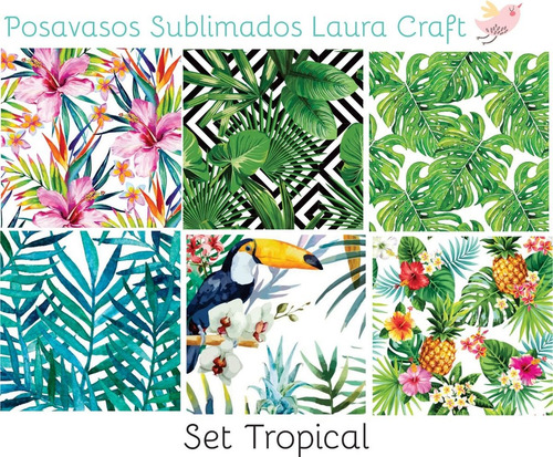 Posavasos Para Sublimar Set Tropical Laura Craft