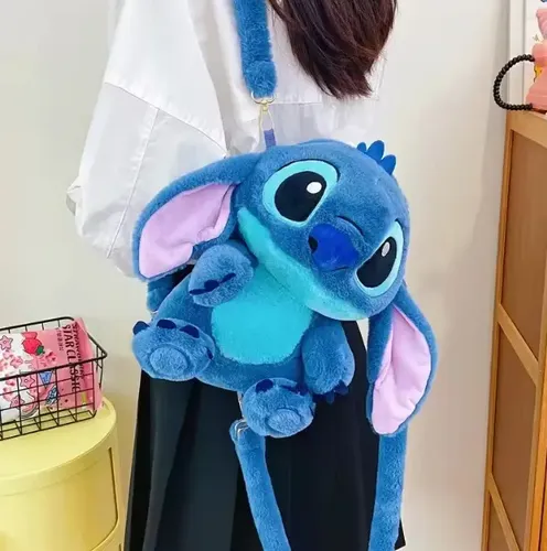 Mochila Peluche Lilo Y Stitch 30 Cm Abrazando Pato + Regalo