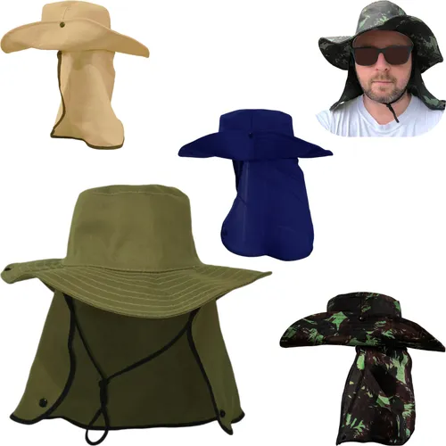 Chapéu Pesca Camping Australiano Proteção Pescoço Nuca