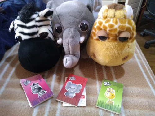 Lote 3 Peluches Zoo Cebra+elefante+jirafa Big Headz 