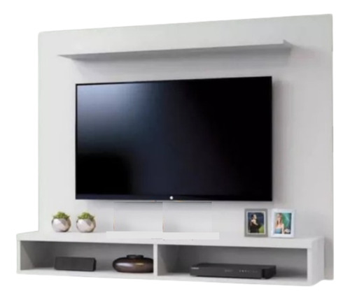 Rack Tv Blanco Panel Flotante