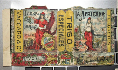 Cajetilla Cigarrillos La Africana Tacna Chile 1910 Marquilla