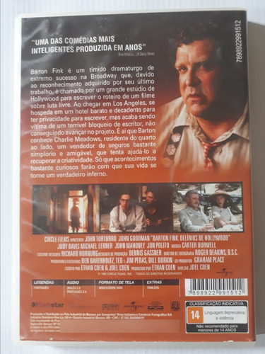 Dvd Barton Fink Delírios De Hollywood - John Goodman (Usado)