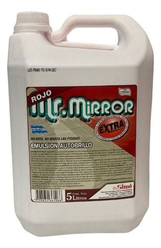 Cera Acrílica Autobrillo Mr Mirror Roja 5l - Brillo Profundo