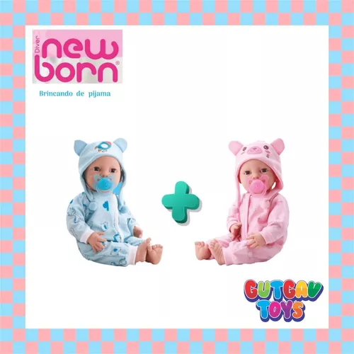 Boneca Diver New Born Brincando de Pijama Menina Divertoys