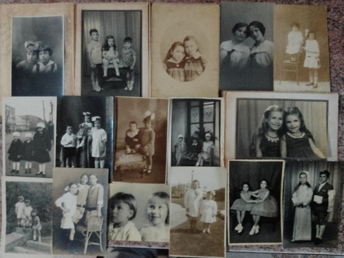  Lote De 16 Fotos Antiguas De Niños, Hermanos. Desde 1924