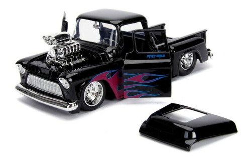 Miniatura 1955 Chevy Stepside Pick Up 1:24 Jada Toys Cor Preto