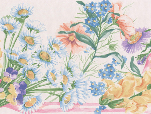 Papel Pintado Para Pared Diseño Retro Flor Color Azul Morado