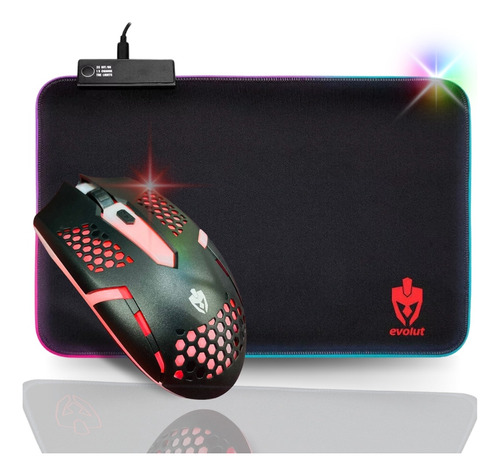 Combo Gamer Periféricos  Mouse Rgb + Mousepad Rgb Kit Gamer