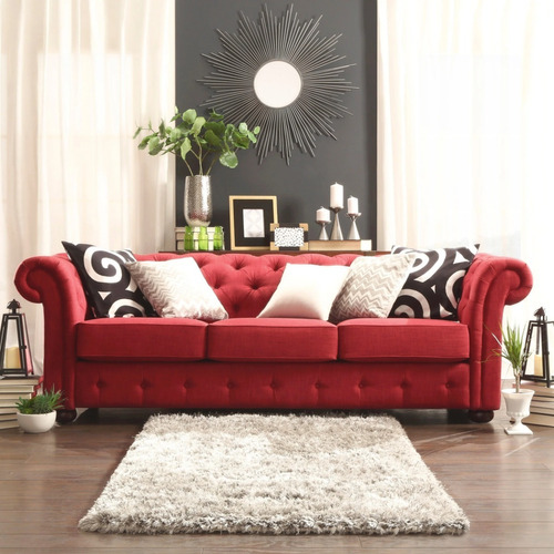 Sillon Sofa Chesterfield Chenille Premiun Mueblesoasis