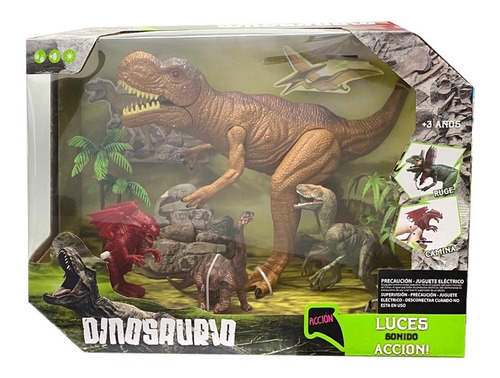 Set De Dinosaurios T-rex Luz Sonido 7097 Jurasico Juguete C