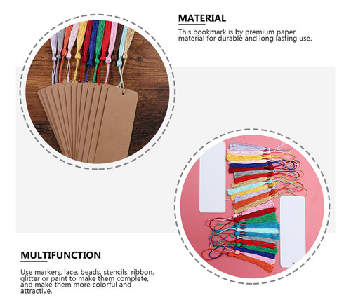Marcadores Kraft Tags De Papel En Blanco Con Borlas, 2 Juego