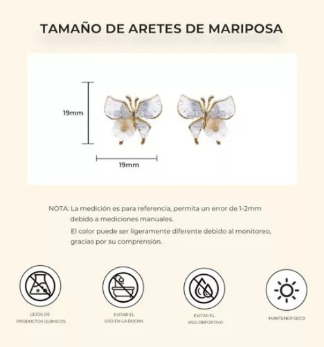 Aretes Mujer De Mariposa Y Flores Zirconia Cúbica Joyería