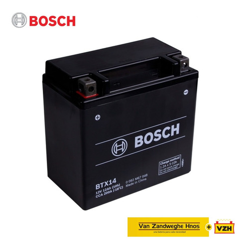Imagen 1 de 1 de Bateria Motos Bosch Gel Agm Btx14 = Ytx14-bs Agm Bmw Vzh Srl