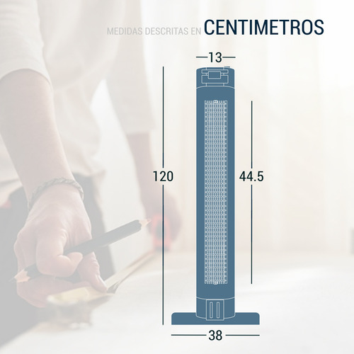 Ventilador De Torre Temporizador De 9 Hrs Control Manual 1.016 M 127 V 60hz 40w Blanco