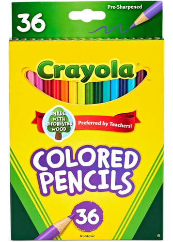 Lápices Crayola Largos No Toxicos 36 Unidades Duraderos