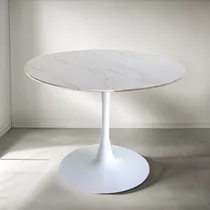 Comprar Mesa De Comedor Tulip Redonda Simil Marmol 100cm Blanco Simil Marmol Blanco