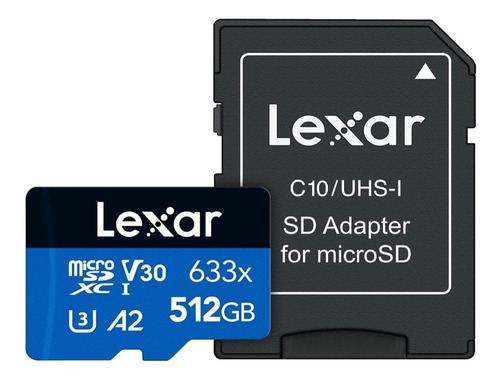 Memoria Micro Sdxc Lexar 633x 512gb Clase 10 100mb/s 4k