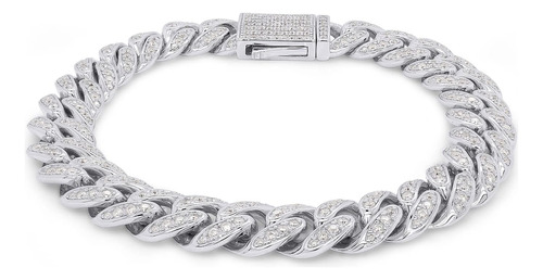 Savearth Diamonds Pulsera De Cadena Cubana Con Diamantes De 