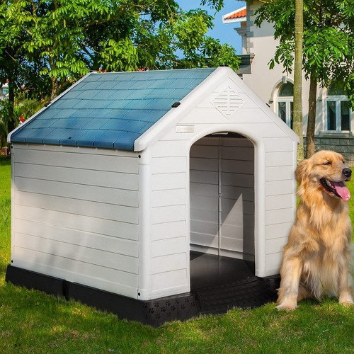 Casa Para Perros De Plastico De 42p Color Azul Marca Pukami