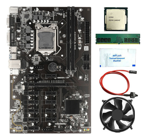 Placa Base Minera B250 Btc Con Cpu G3900+8g Ddr4 Ram+ventila