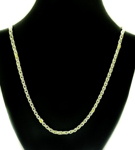 Collar Cadena De Hombre Plata 925 Y Oro Cordon Pesada