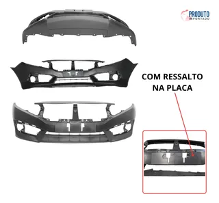 Parachoque Dianteiro Civic G10 2017 2018 2019 2020 Novo 15 Preto