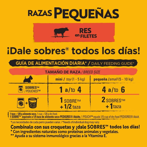 Imagen 6 de 6 de Pedigree Alimento Húmedo Raza Pequeña Res Filetes 10 Sobres