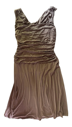 Vestido  Nude  Champagne De Renda Forrado  Decote V  Gg