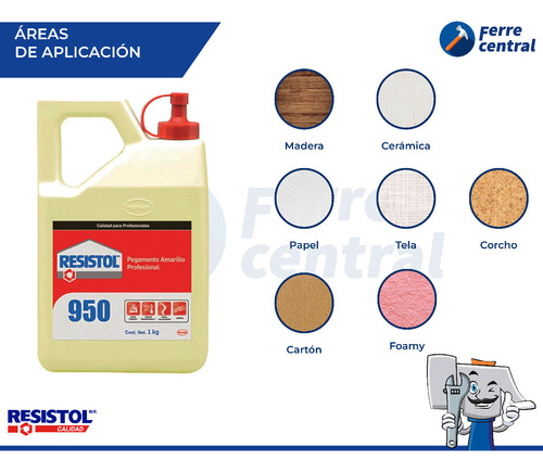 Resistol 950, Pegamento Amarillo Profesional, 1 Kg