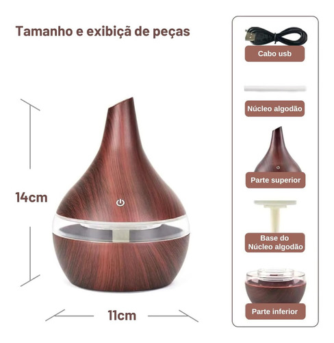 Difusor Airplus Aromas Umidificador De Ar Ultrassônico 300ml Madeira Escura