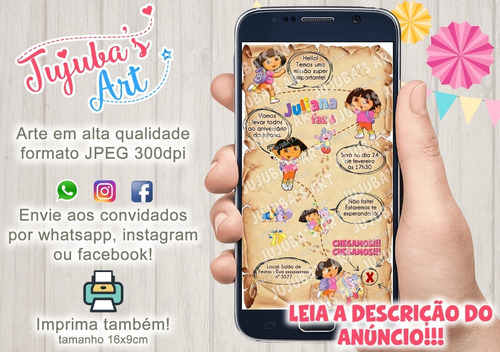 Convite Digital Mapa Dora Aventureira Para Whatsapp