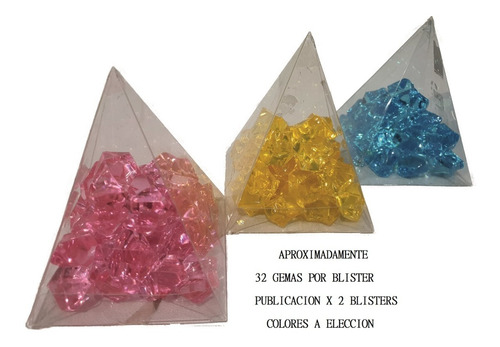Imagen 4 de 7 de Gemas Diamante 3 Packs X32u En Blíster Opción 3 Colores Decó