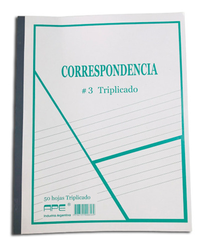 Imagen 1 de 3 de Ape Correspondencia Nº 3 Triplicado 50 hojas rayadas unidad x 1 28cm x 22cm