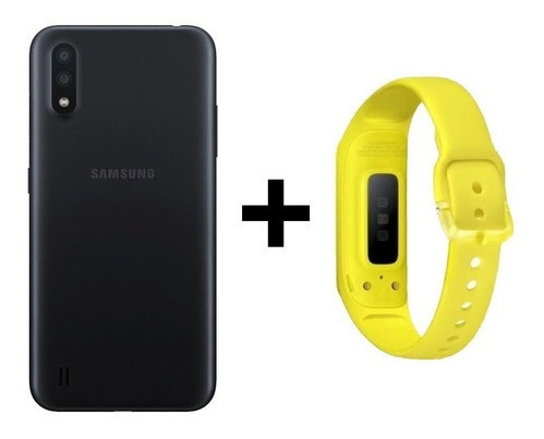 Smartphone Samsung A01 32gb Preto + Galaxy Fit E Amarelo
