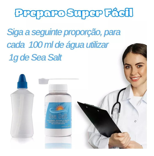 Cloreto Sódio Soro Fisiológico Lavagem Nasal 250g Pó Kit C/2 Branco