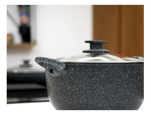 Cuore D Pietra Sartén 32cm Tapa Pyrex Granito Antiadherente Color Gris