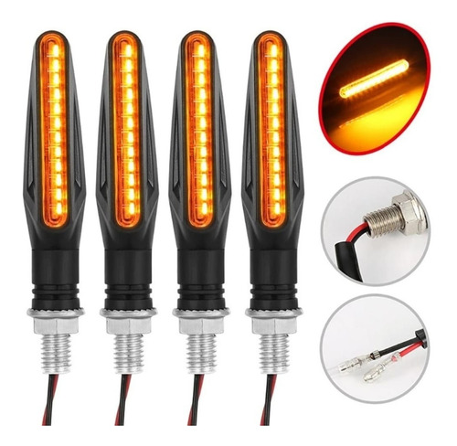 Intermitentes De Moto Led Ámbar Pack X4 Unidades