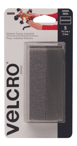 5pz Velcro ® Cinta Adherible Alta Resistencia Exterior Gris