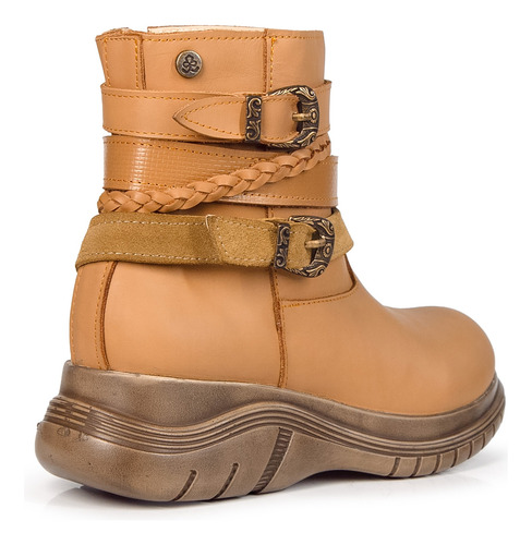 Botas Borcegos Mujer Cuero Citadina Pulseras Plataforma
