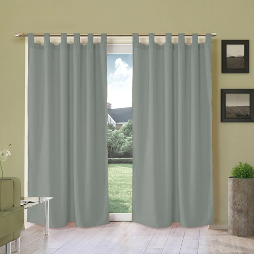 Juego De Cortinas Tropical Mecanico /presillas /2mt Alto Gris Oscuro