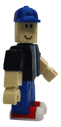 Action Figure Lowpoly Estilo Roblox Boné Azul -9,5cm Altura