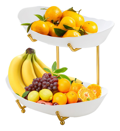 L Cesta De Fruta Acrílica De 2 Niveles Con Tazones Para