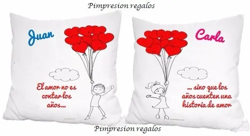 2 Almohadones Regalo Dia Enamorados Aniversario Pareja Amor Cumpleaños  Decoracion Divinos