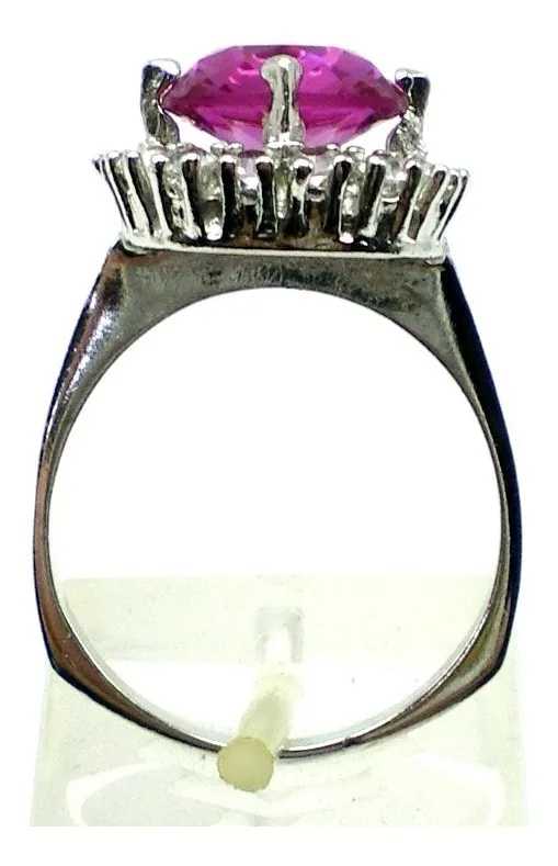 Anillo De Plata 925 Zafiro Rosa Y Circones