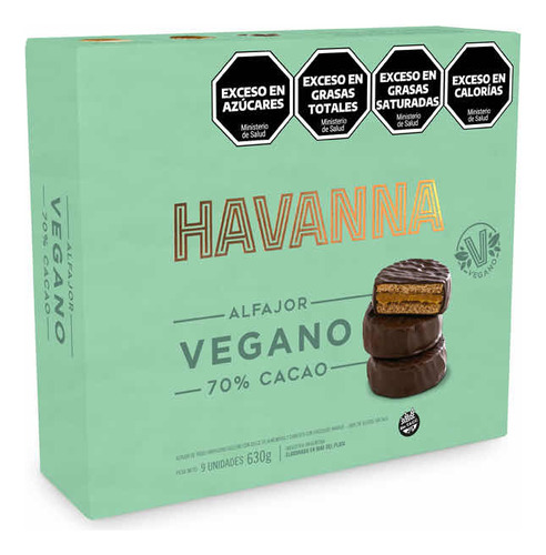 Alfajor Vegano Havanna 70% Cacao En Caja X 9 Uni