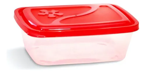 comprar Contenedor Taper Hermético Rectangul Flor Chico Colombraro Color Rojo