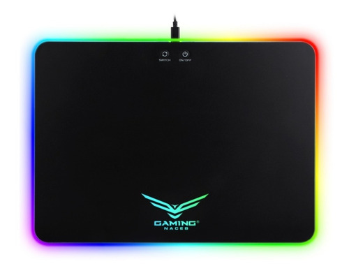 Mouse Pad Gamer Led Rgb Rigido Antiderrapante Usb Ergonomico Naceb Color Negro