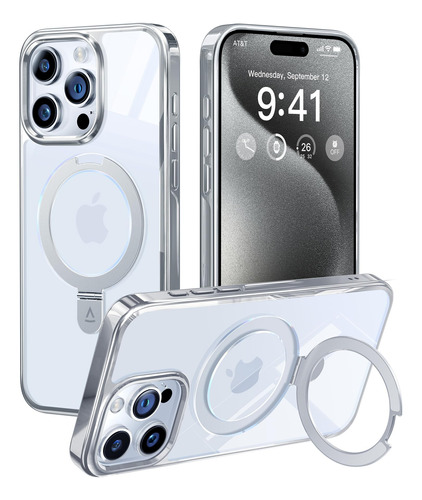 Funda Magnetica Invisible Soporte Para iPhone 15 Pro Titaniu